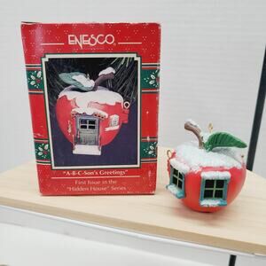 Vintage 1992 Enesco Treasury ABC Sons Greetings First Issue Apple House Ornament